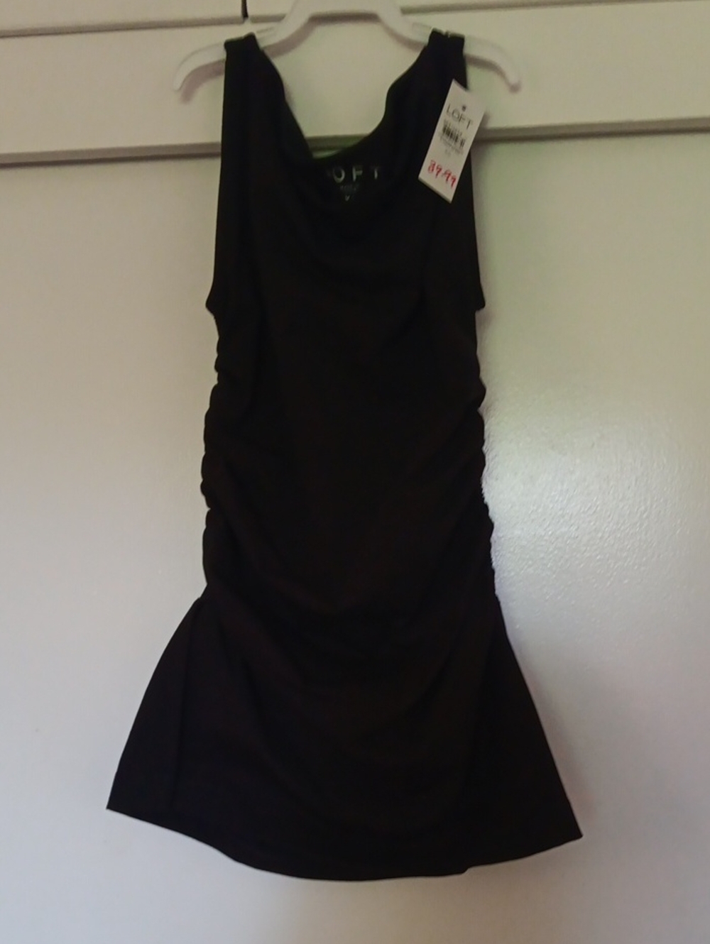 Loft Classic Black Sleeveless Ruched Top